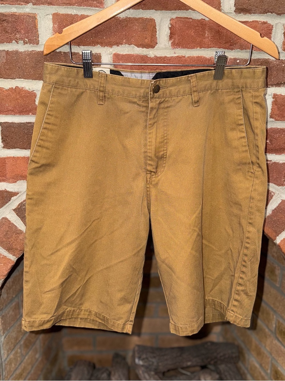 Volcom Men's Flat Front Shorts in Mustard